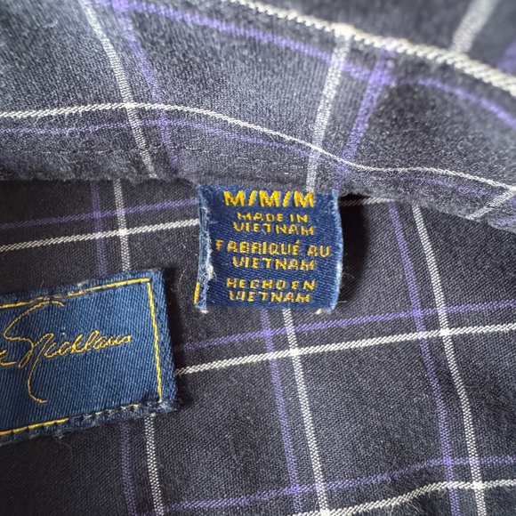 Jack Nicklaus Men's Long Sleeve Check Button Up Casual Dress Shirt Navy/Purple M - Picture 8 of 14
